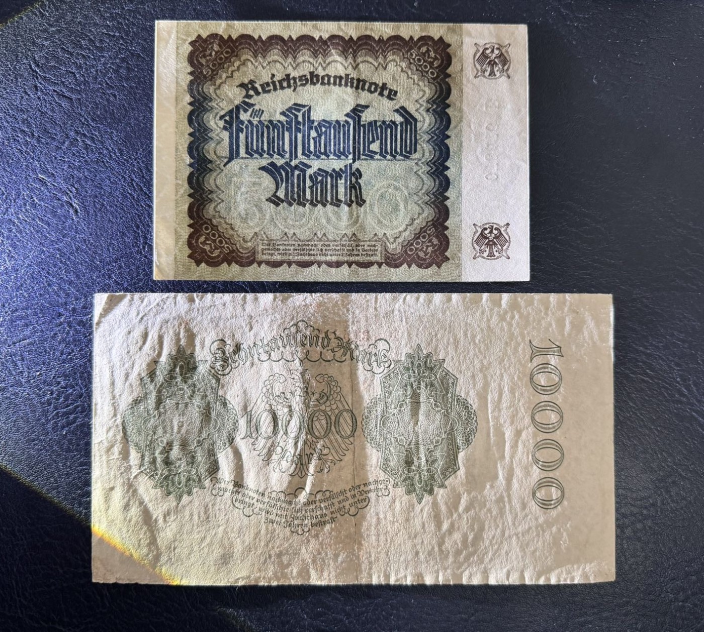 收藏联盟Quantum Auction 第336期拍卖  德国1922年5000和10000马克 品相分别为AU和XF 