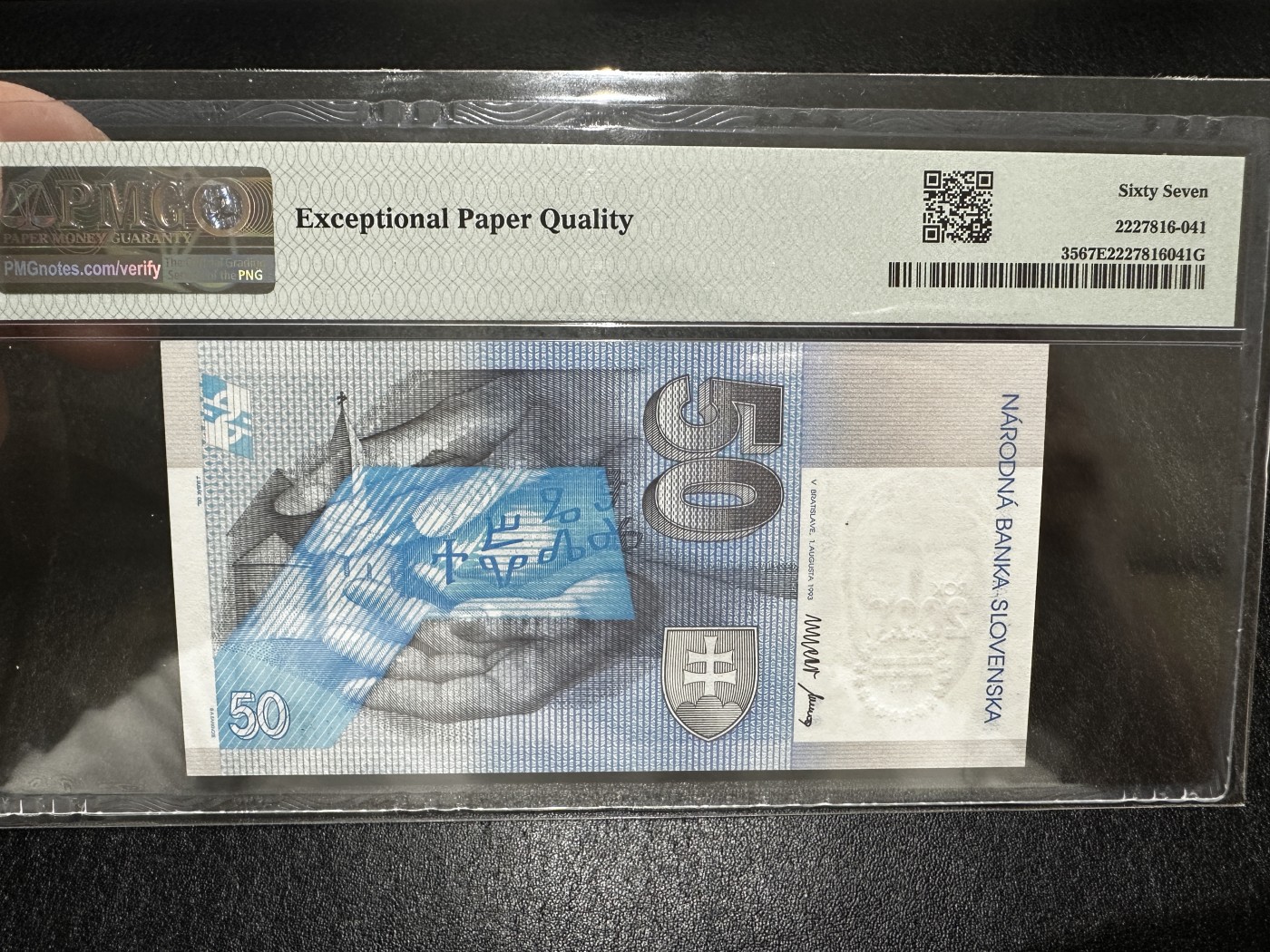 《外钞收藏家》第三百五十五期（连拍第二场） 2000年斯洛文尼亚50克朗 无47尾8 PMG67 纪念钞