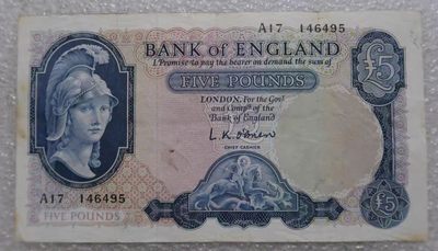 1957年英国纸币5镑雄狮 - 1957年英国纸币5镑雄狮