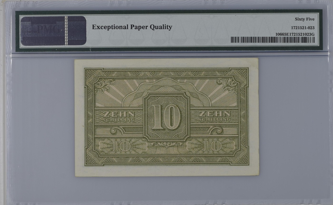 收藏联盟Quantum Auction 第337期拍卖  奥地利1944年10先令 PMG65 二战敌占时期