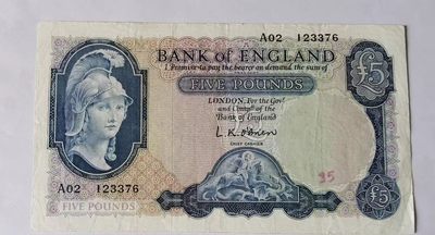 1957年英国纸币5镑雄狮 - 1957年英国纸币5镑雄狮