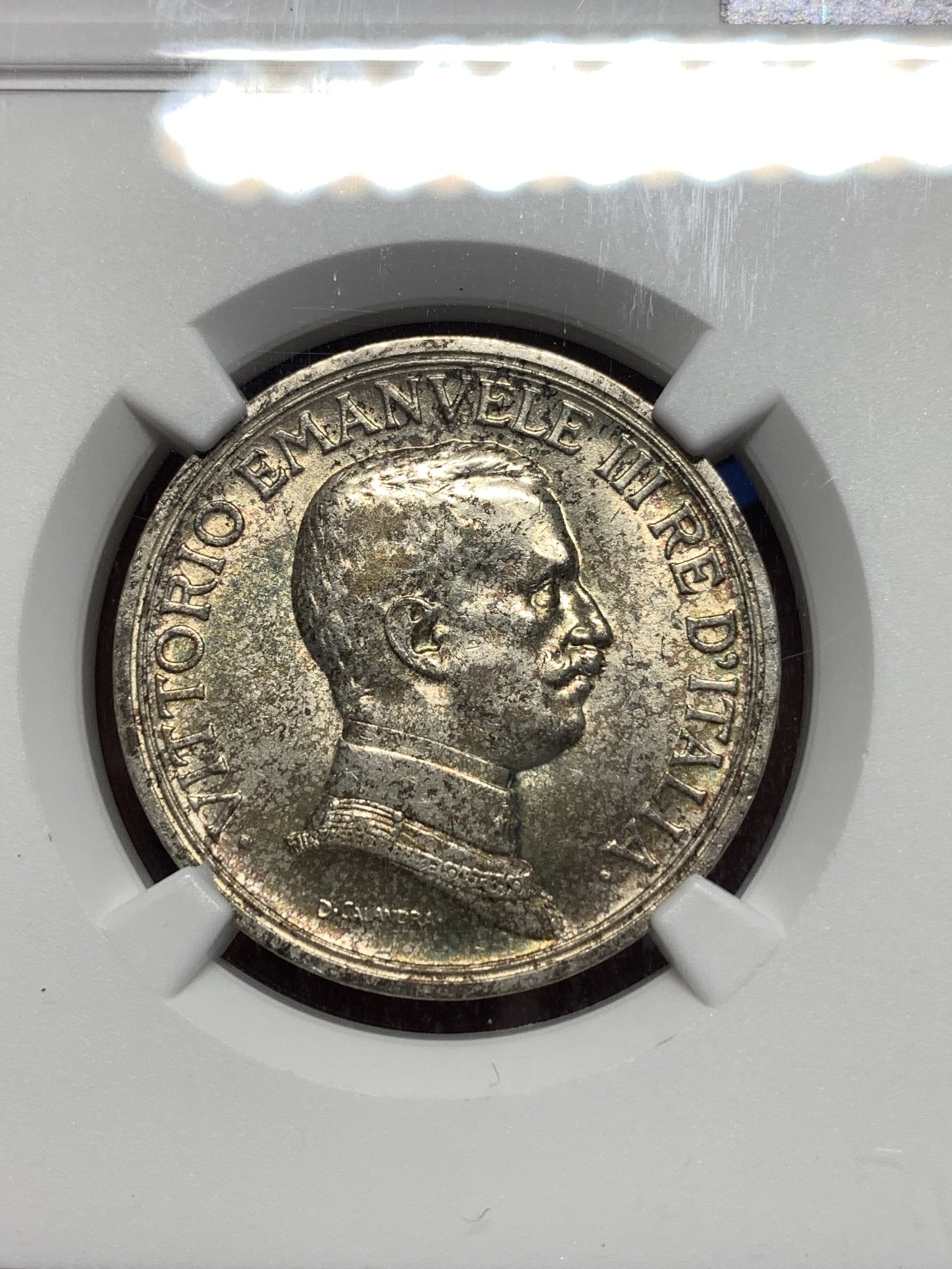 《竞宝斋》第256场-周日，周一 2场连拍 (全场包邮) NGC AU58 意大利1914年马车2里拉银币