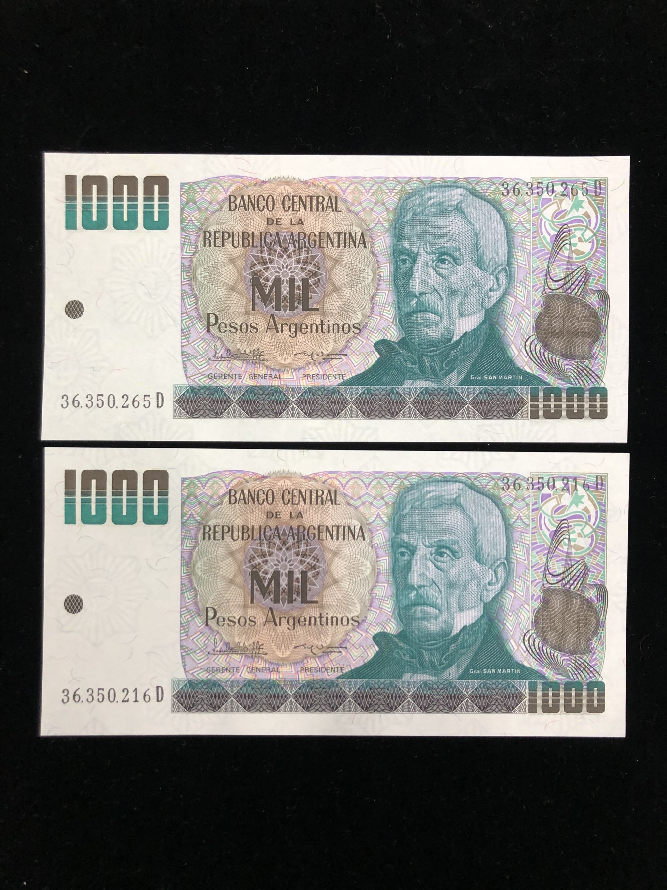 世界外币 1973年，阿根廷1000彼索纸币，全新UNC品相