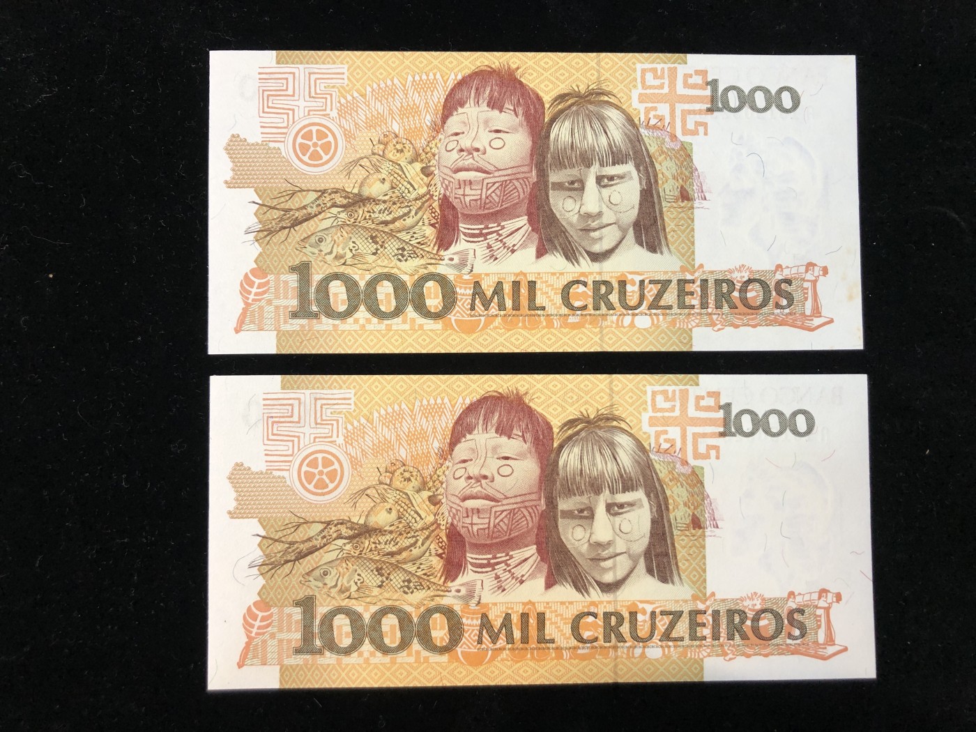 世界外币 1990年，巴西1000克鲁塞罗纸币，全新UNC品相