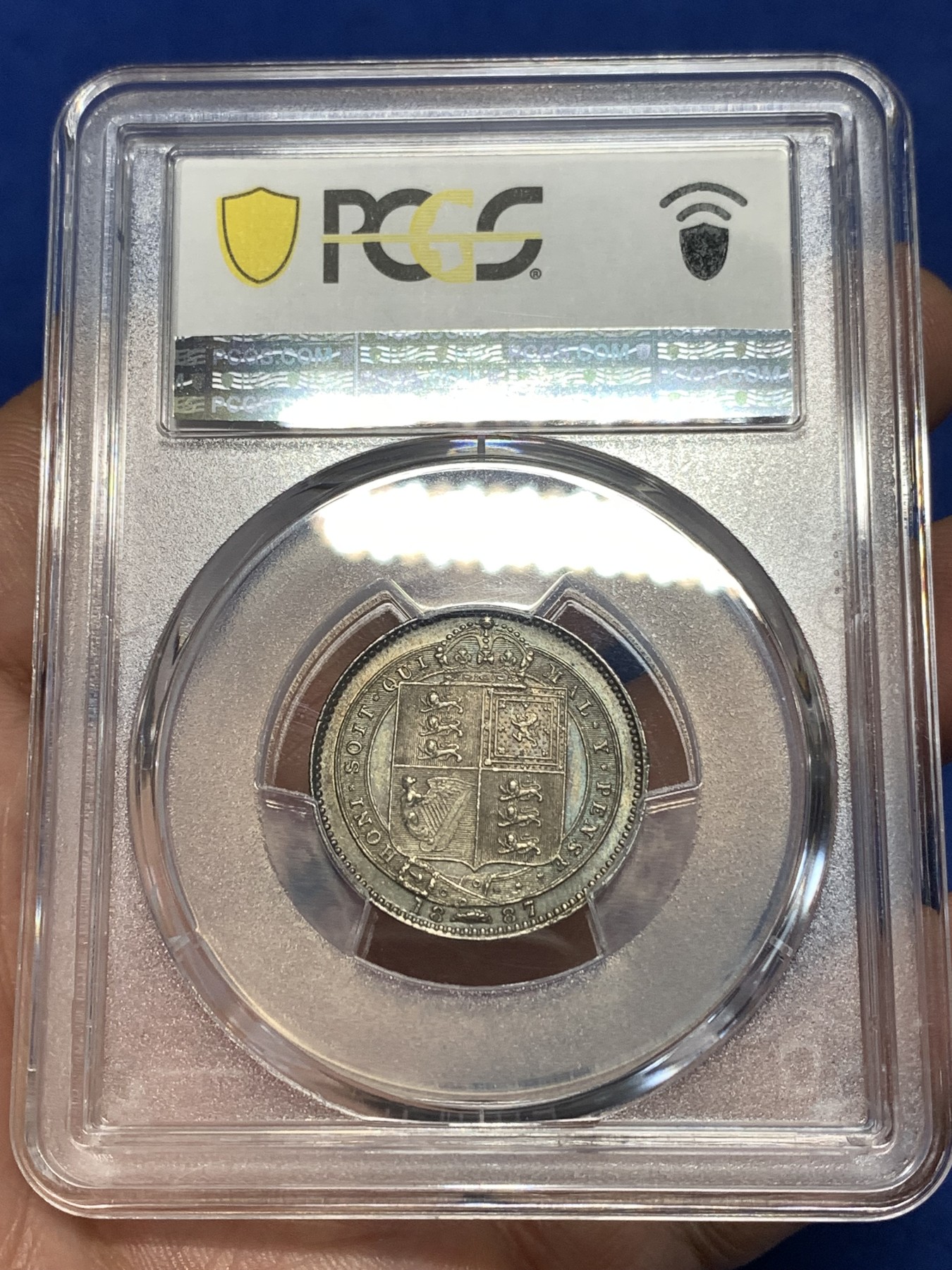 《竞宝斋》第256场-周日，周一 2场连拍 (全场包邮) PCGS AU58 英国1887年维多利亚女王1先令银币