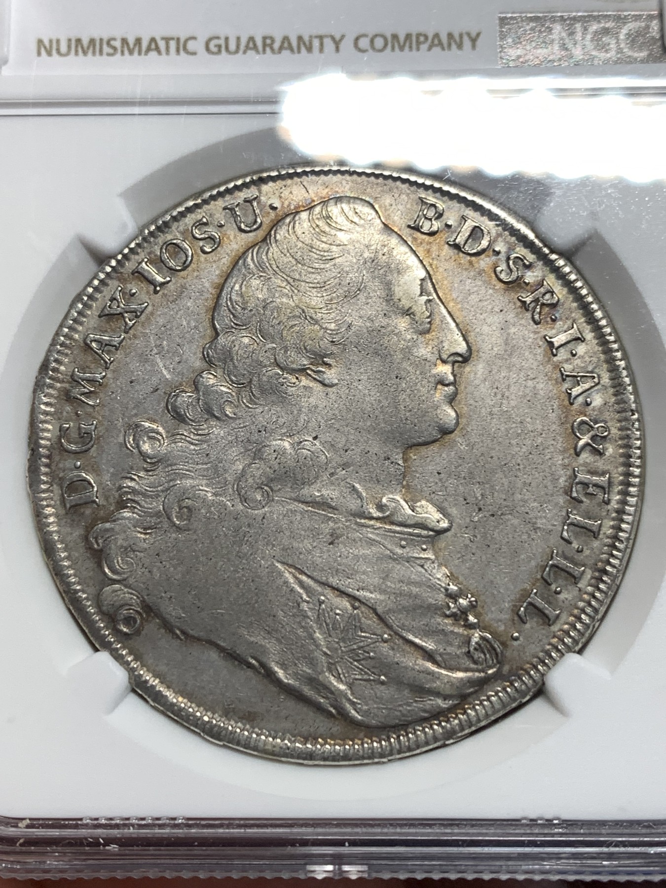 《竞宝斋》第256场-周日，周一 2场连拍 (全场包邮) NGC AUD 德国巴伐利亚1777年圣母抱婴泰勒银币