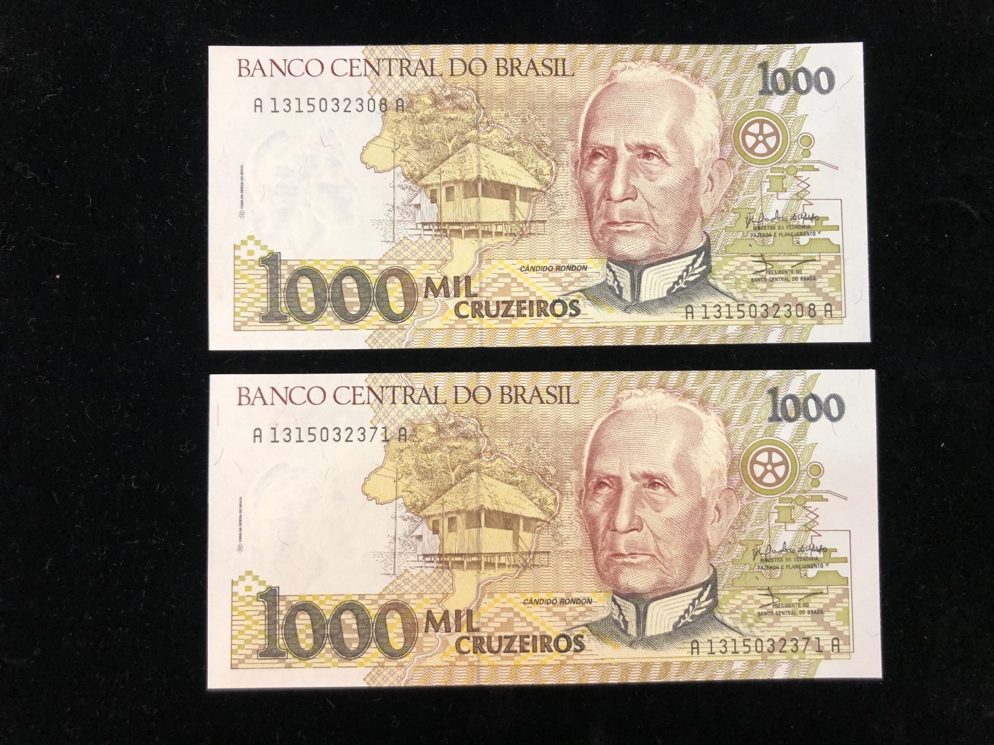 世界外币 1990年，巴西1000克鲁塞罗纸币，全新UNC品相