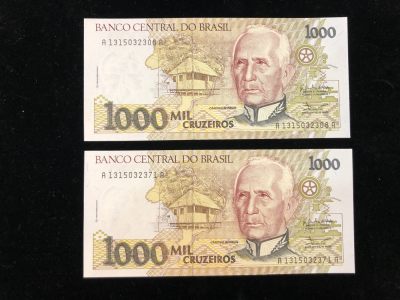 世界外币 - 1990年，巴西1000克鲁塞罗纸币，全新UNC品相
