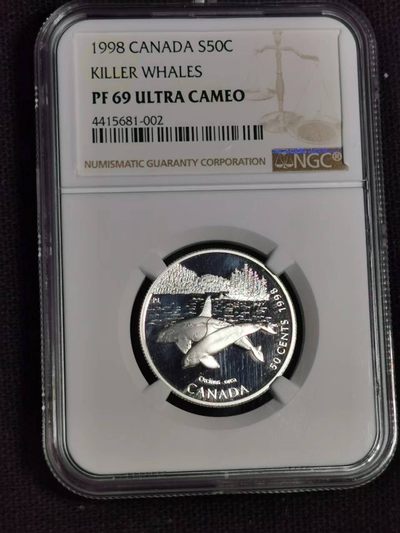 刘世昌艺术品销售中心～虎踞龙蟠*金杨在线联拍群第510期 - 加拿大1998年虎鲸精制纪念银币（NGC PF69UC 串号：4415681-002）1枚。