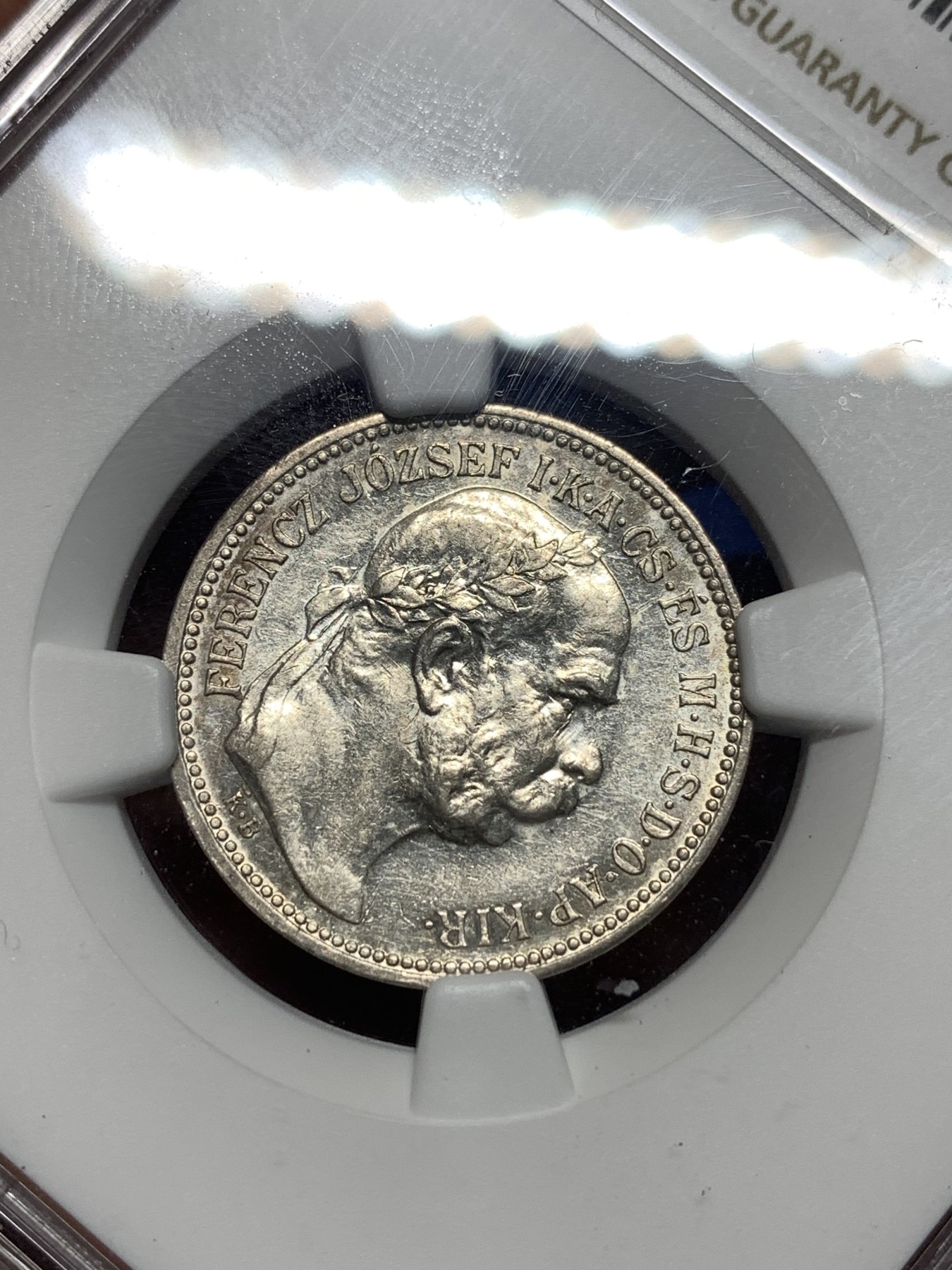 《竞宝斋》第256场-周日，周一 2场连拍 (全场包邮) NGC AU58 匈牙利 1915年 1克朗银币