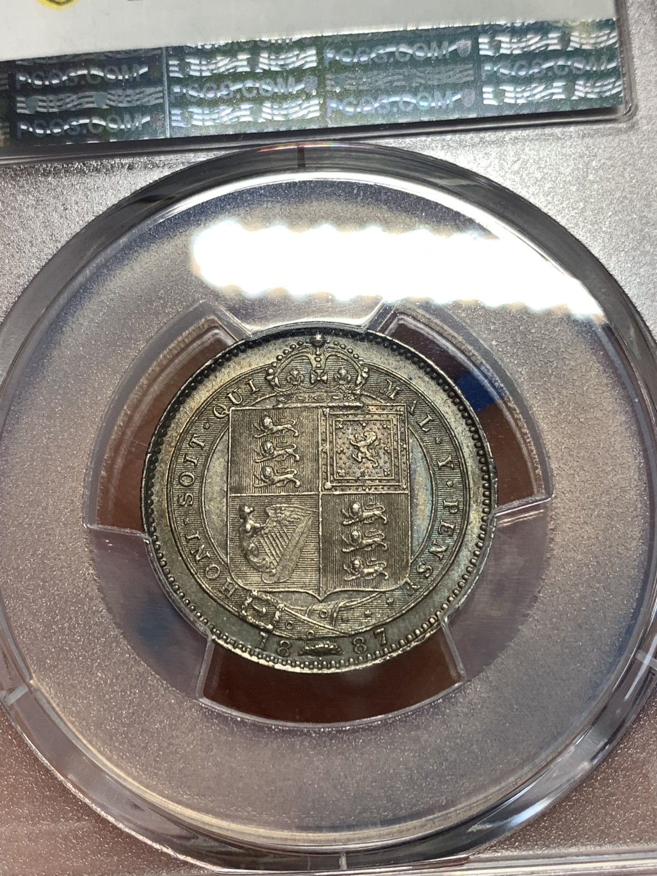 《竞宝斋》第256场-周日，周一 2场连拍 (全场包邮) PCGS AU58 英国1887年维多利亚女王1先令银币