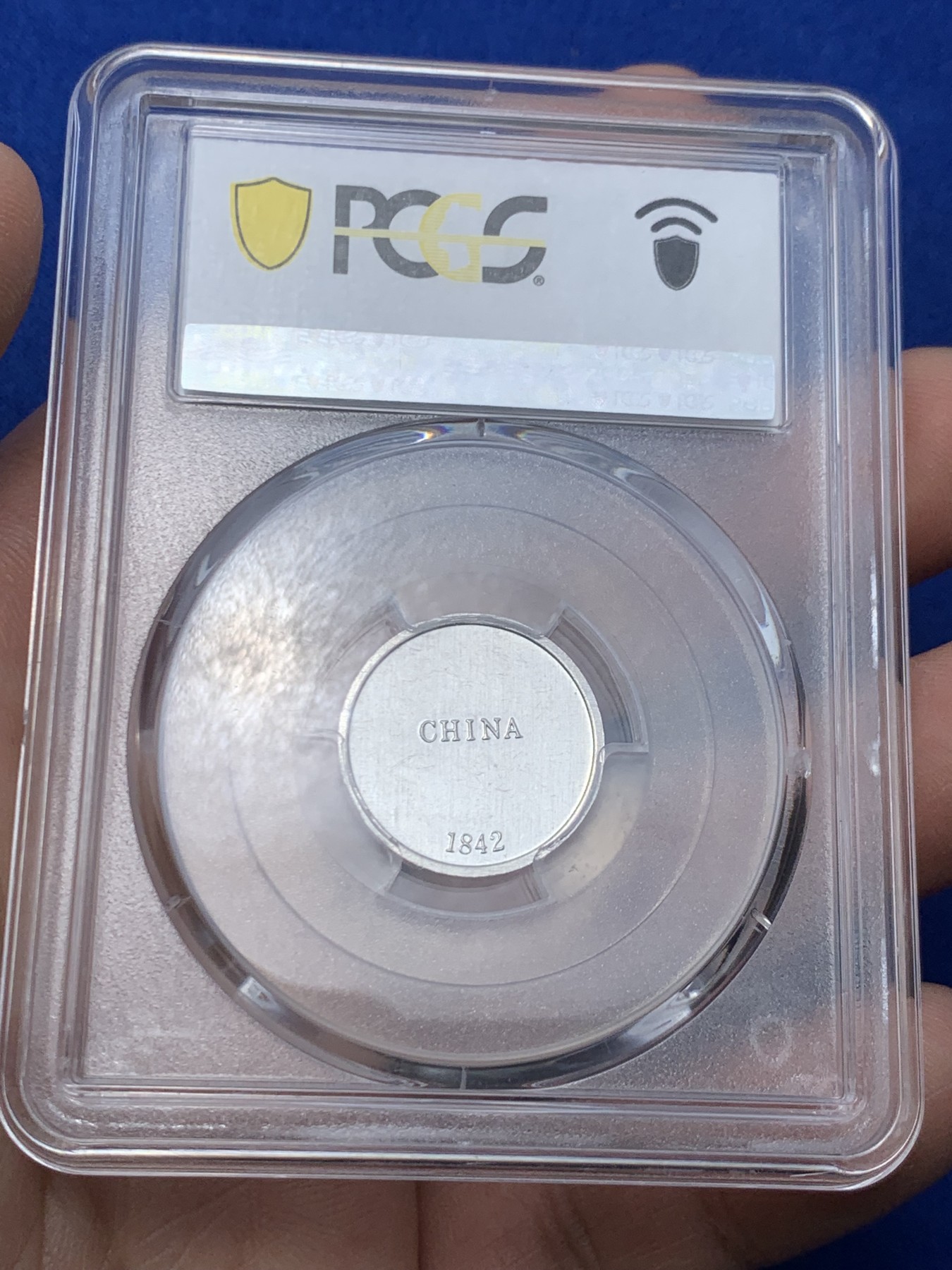 《竞宝斋》第256场-周日，周一 2场连拍 (全场包邮) PCGS MS62 中国1842鸦片战争中英条约纪念章 复刻版 正面坚船利炮 背面CHINA 1842
