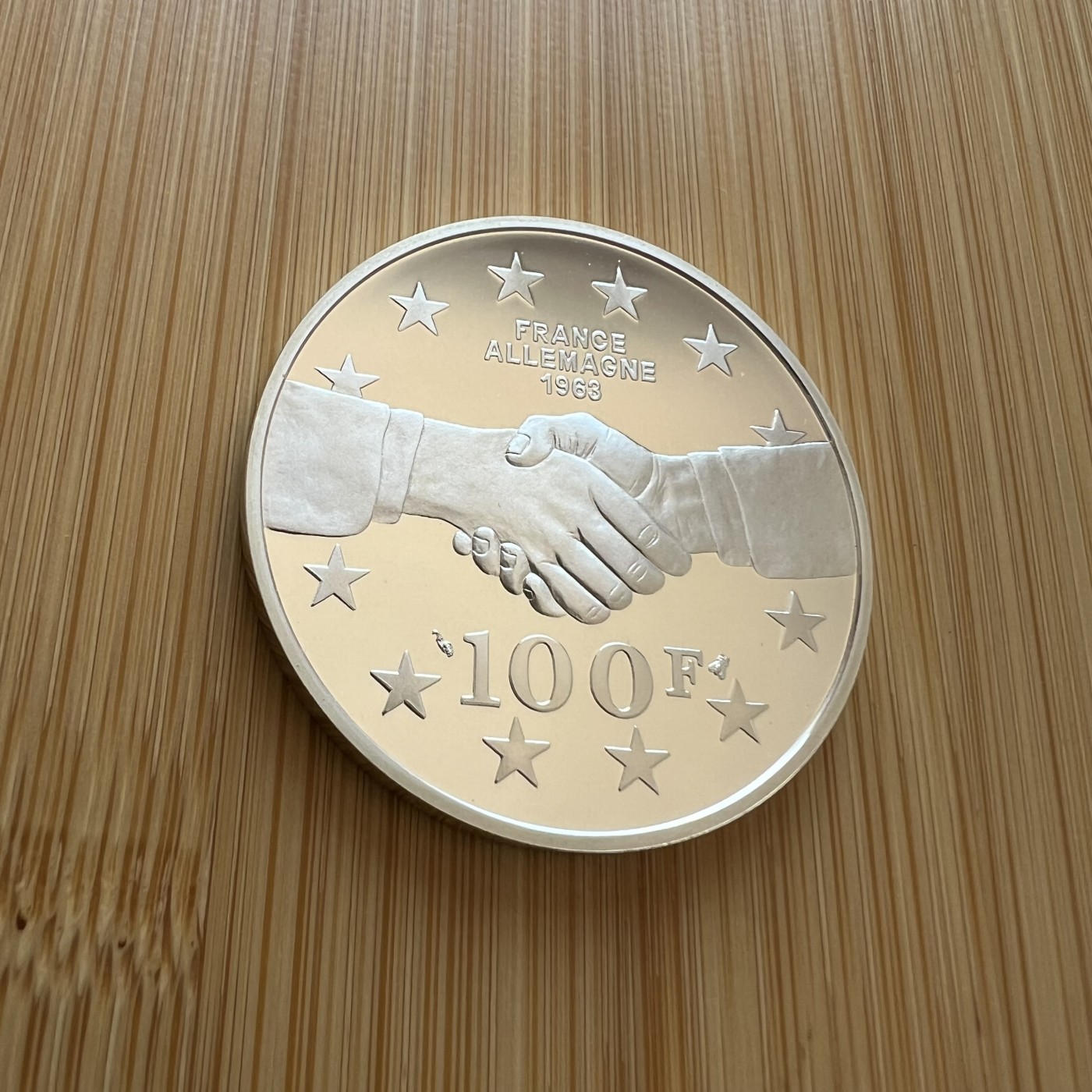  88元包顺丰 外国银币 散币 法国1994年二战系列十二枚之一戴高乐-阿登纳友好合作协定大银币