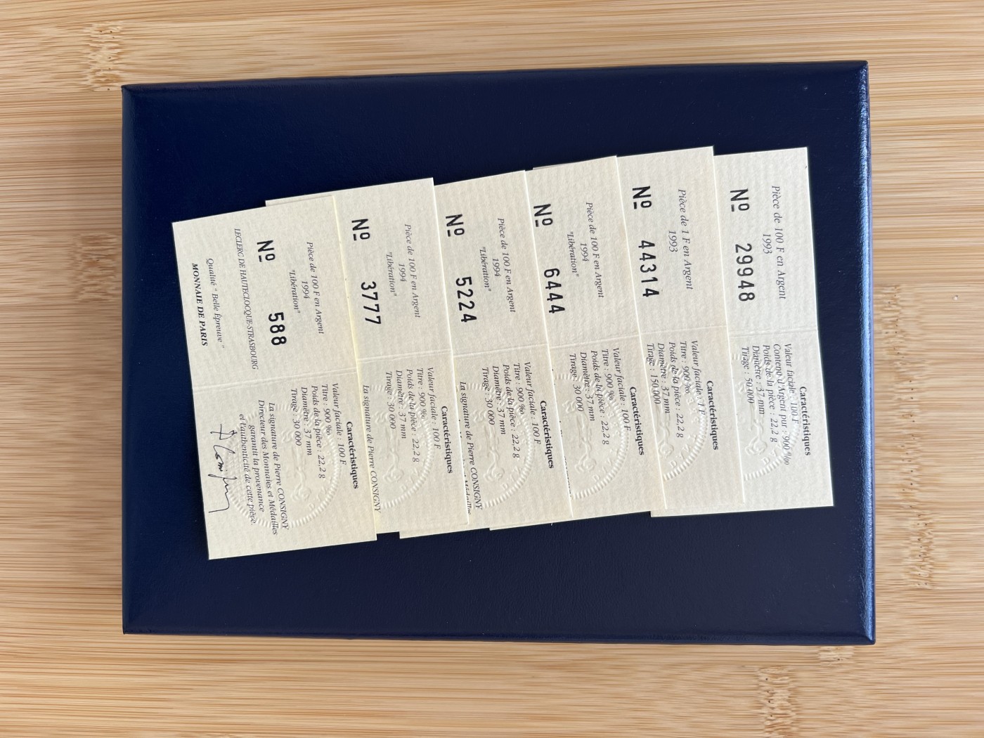  88元包顺丰 外国银币 散币 法国1994年二战系列十二枚系列6枚盒证无币