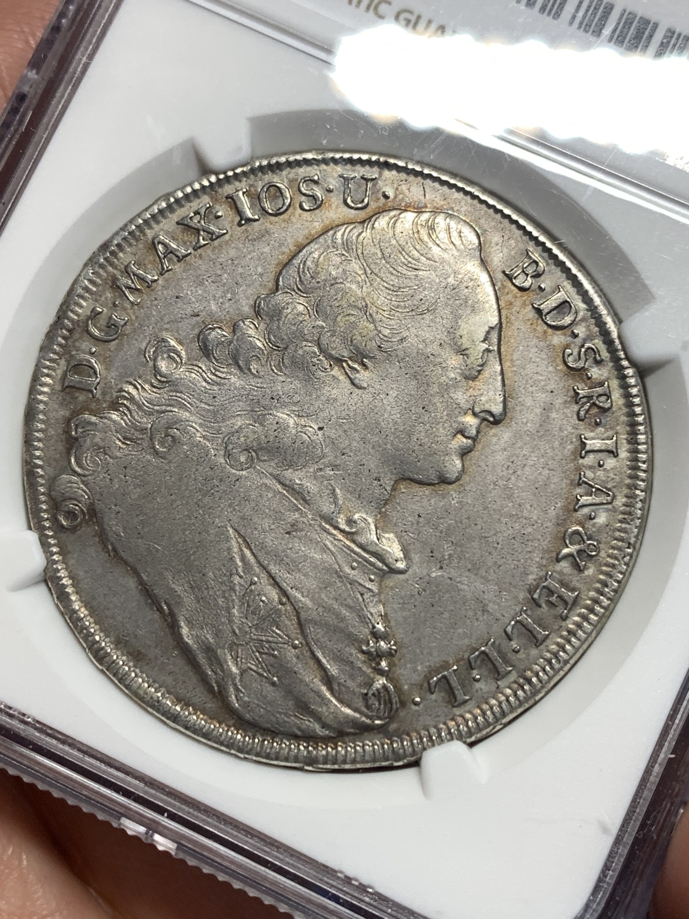 《竞宝斋》第256场-周日，周一 2场连拍 (全场包邮) NGC AUD 德国巴伐利亚1777年圣母抱婴泰勒银币