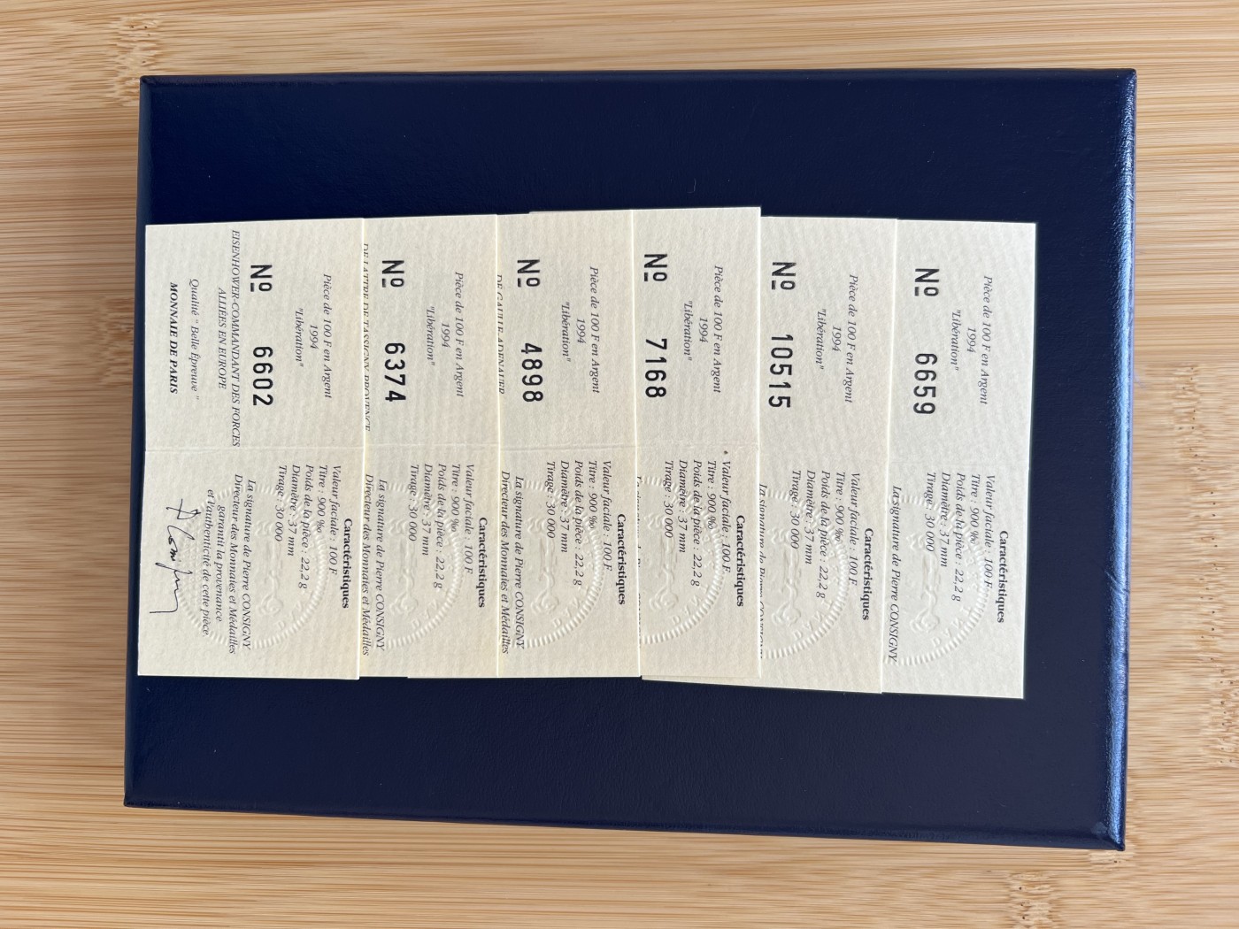  88元包顺丰 外国银币 散币 法国1994年二战系列十二枚系列6枚盒证无币