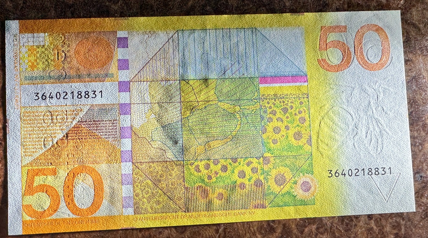 Chase Auction 第27期 - - 外钞、民国钞和人民币混合场！ 荷兰50元，向日葵，品相如图！
