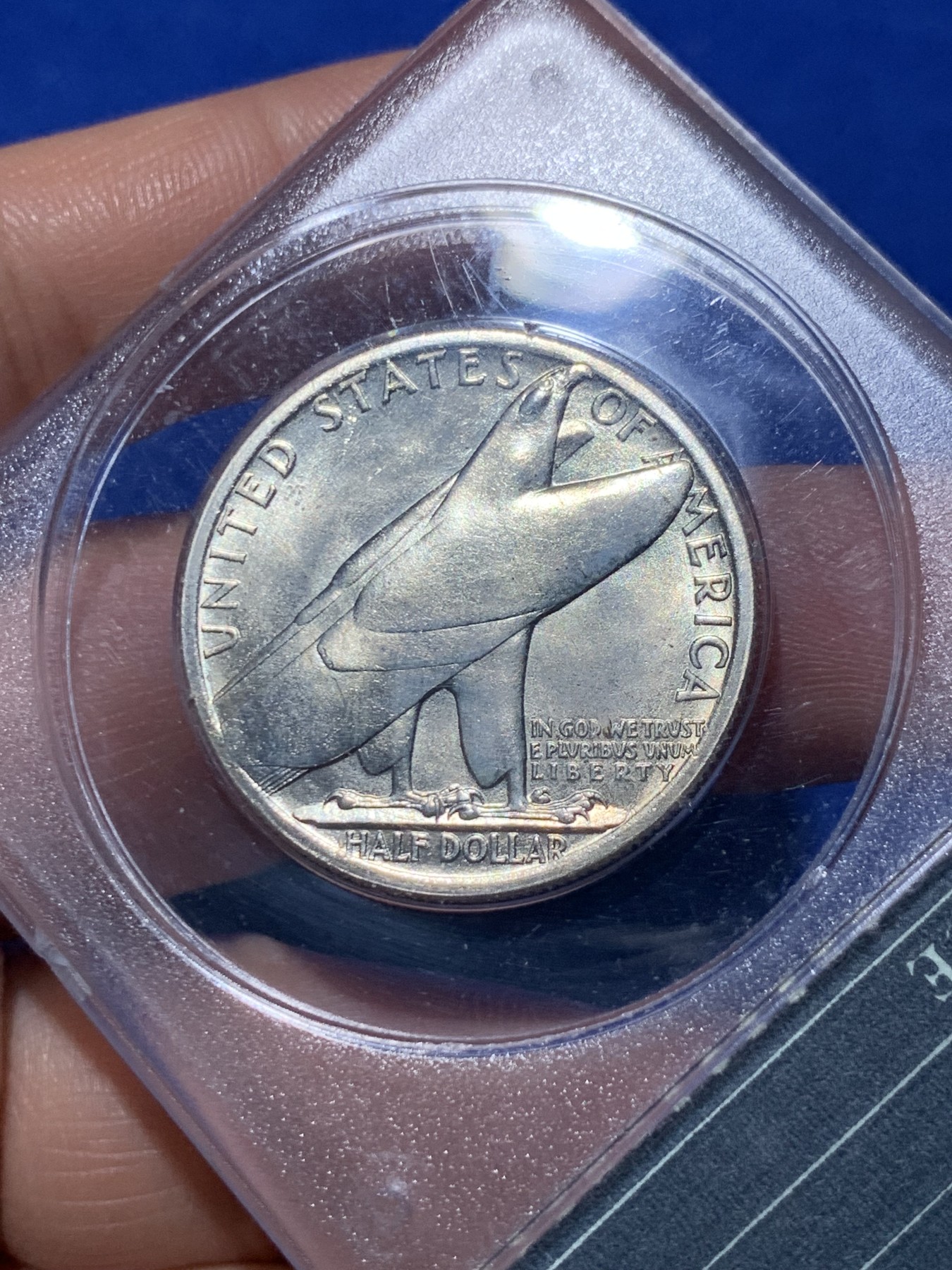 《竞宝斋》第257场-周日，周一 2场连拍 (全场包邮) PCGS MS64 美国 1936年 布里奇波特 50美分 银币 少见品种 PC一代盒 摇摇乐会响的 低评状态