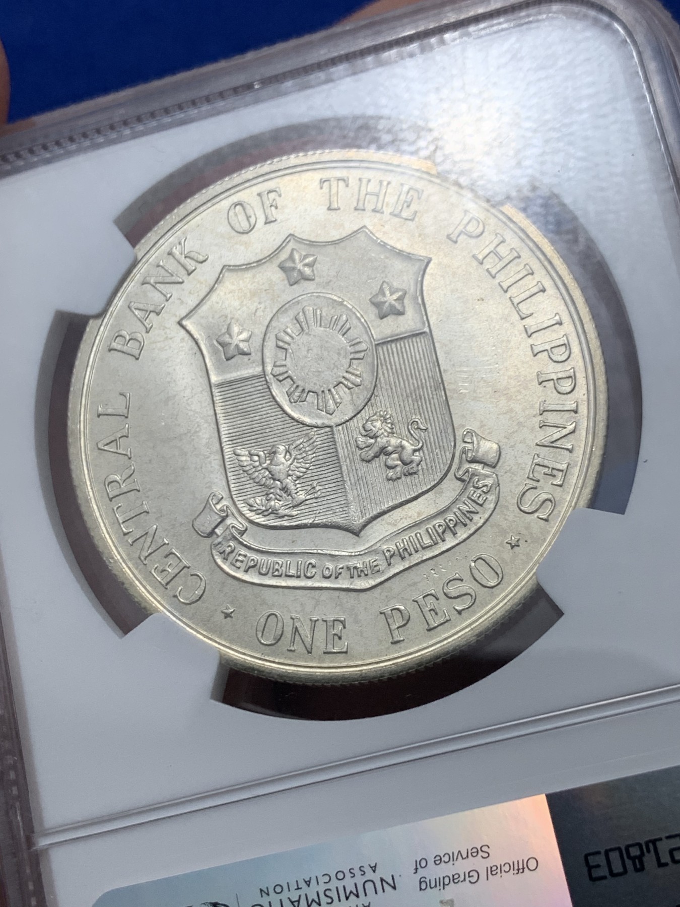 《竞宝斋》第257场-周日，周一 2场连拍 (全场包邮) NGC MS65 菲律宾1964年革命家马比尼百年诞辰1比索纪念银币 普制品种很难的高分 亚军分更高分只有6枚