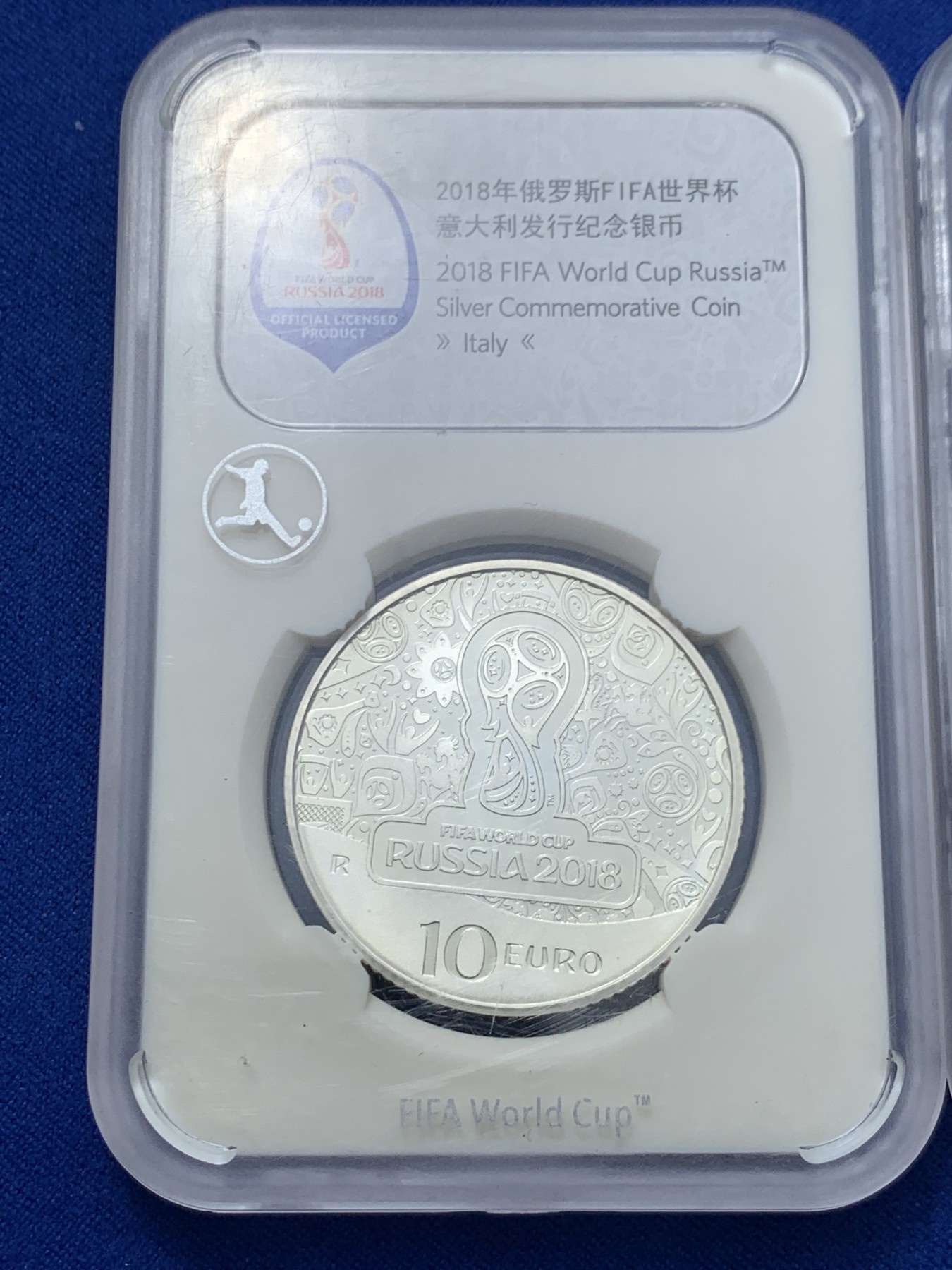 《竞宝斋》第257场-周日，周一 2场连拍 (全场包邮) 两枚一组 2018年俄罗斯世界杯-意大利发行银币