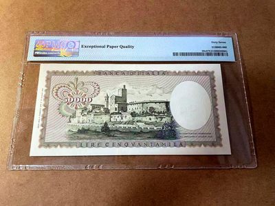 【Blue Auction】✨世界纸币精拍第460期【精】  意大利 1972-74年50000里拉 经典达芬奇 人像+大场景完美组合 雕刻精美 PMG67EPQ 高分