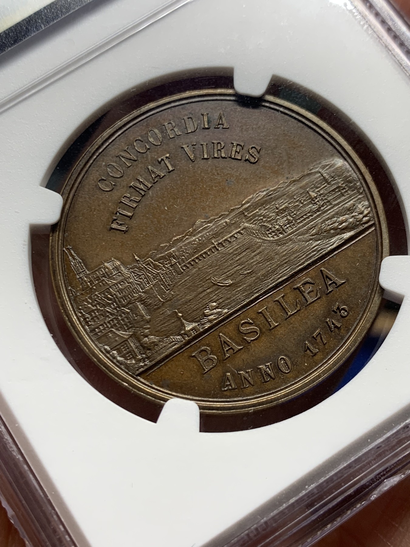 《竞宝斋》第257场-周日，周一 2场连拍 (全场包邮) NGC MS64BN 瑞士1892年巴塞尔统一500周年纪念城市景观铜章 设计精美 稀少难得！