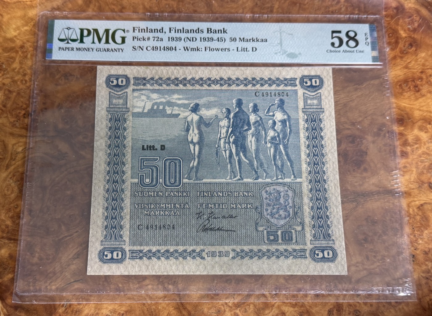 Chase Auction 第27期 - - 外钞、民国钞和人民币混合场！ 1939年丹麦50马克，PMG58e！