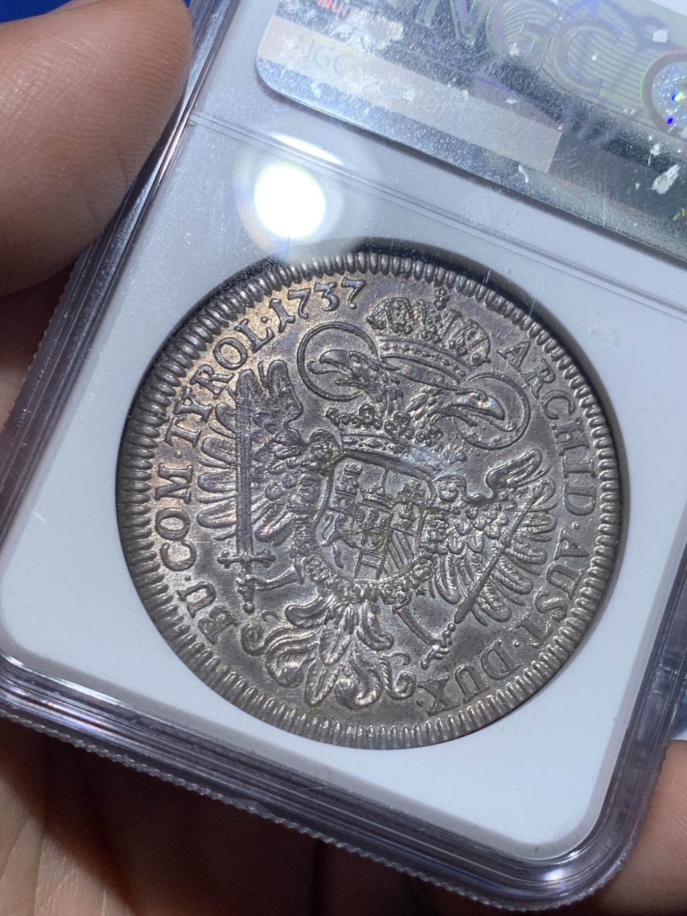 《竞宝斋》第257场-周日，周一 2场连拍 (全场包邮) 亚军分 NGC MS62 神圣罗马帝国奥地利1737年 少见4版 泰勒大银币 卡尔六世皇帝老泰勒 双面全深打少见