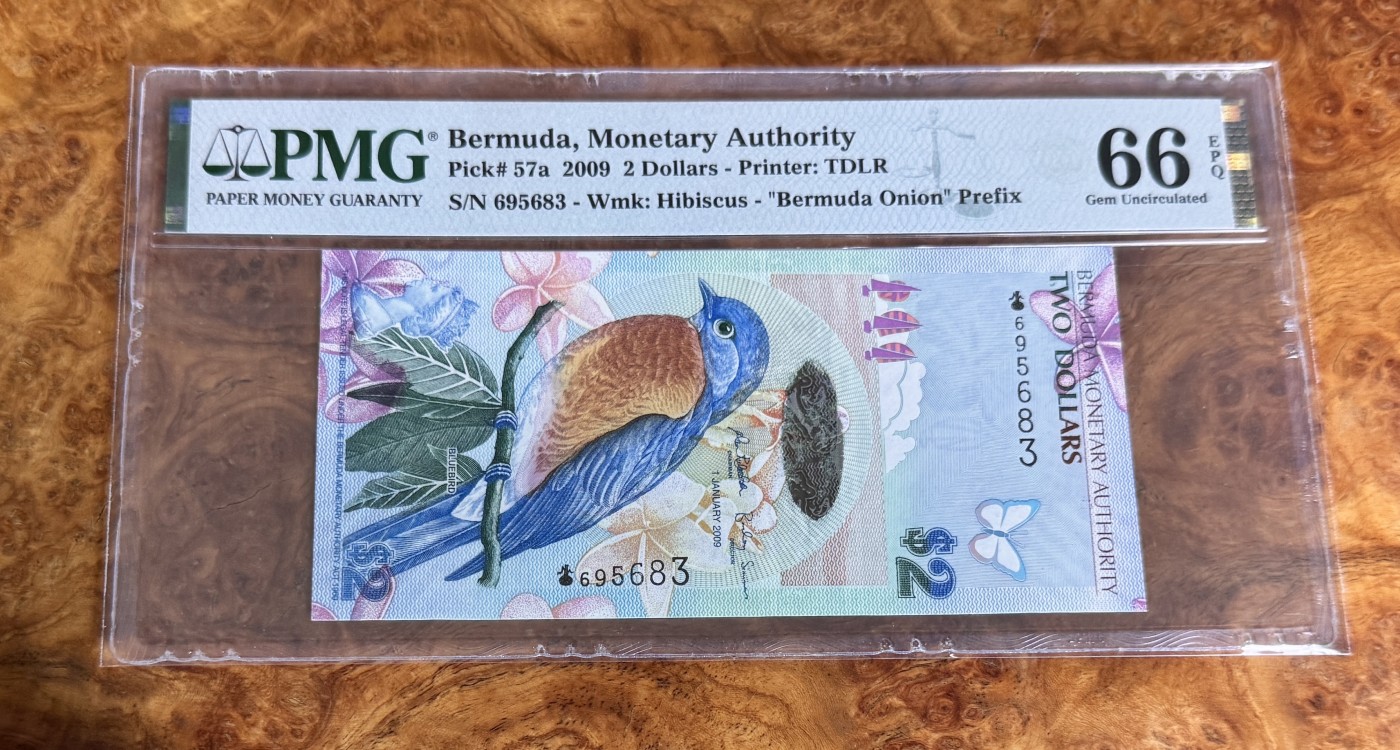 Chase Auction 第27期 - - 外钞、民国钞和人民币混合场！ 2009年百慕大2元，PMG66！