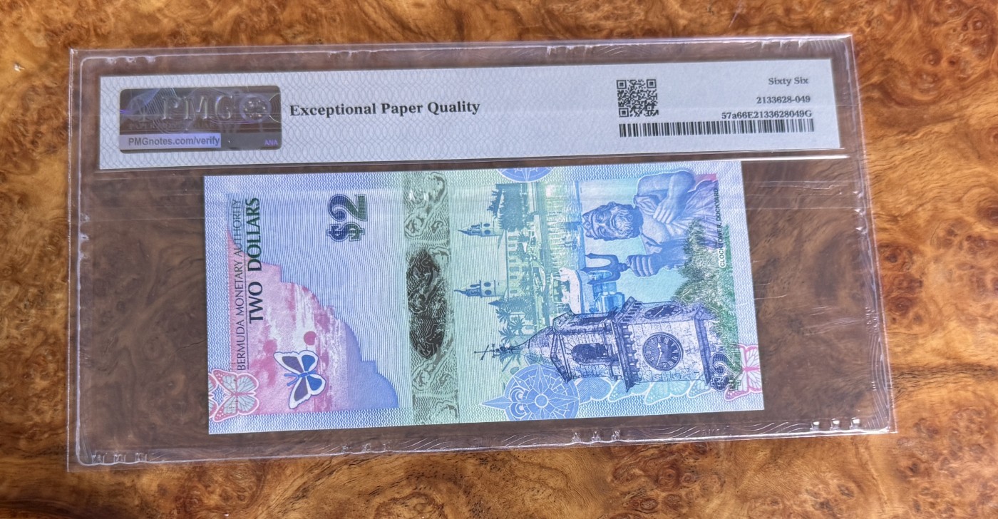 Chase Auction 第27期 - - 外钞、民国钞和人民币混合场！ 2009年百慕大2元，PMG66！