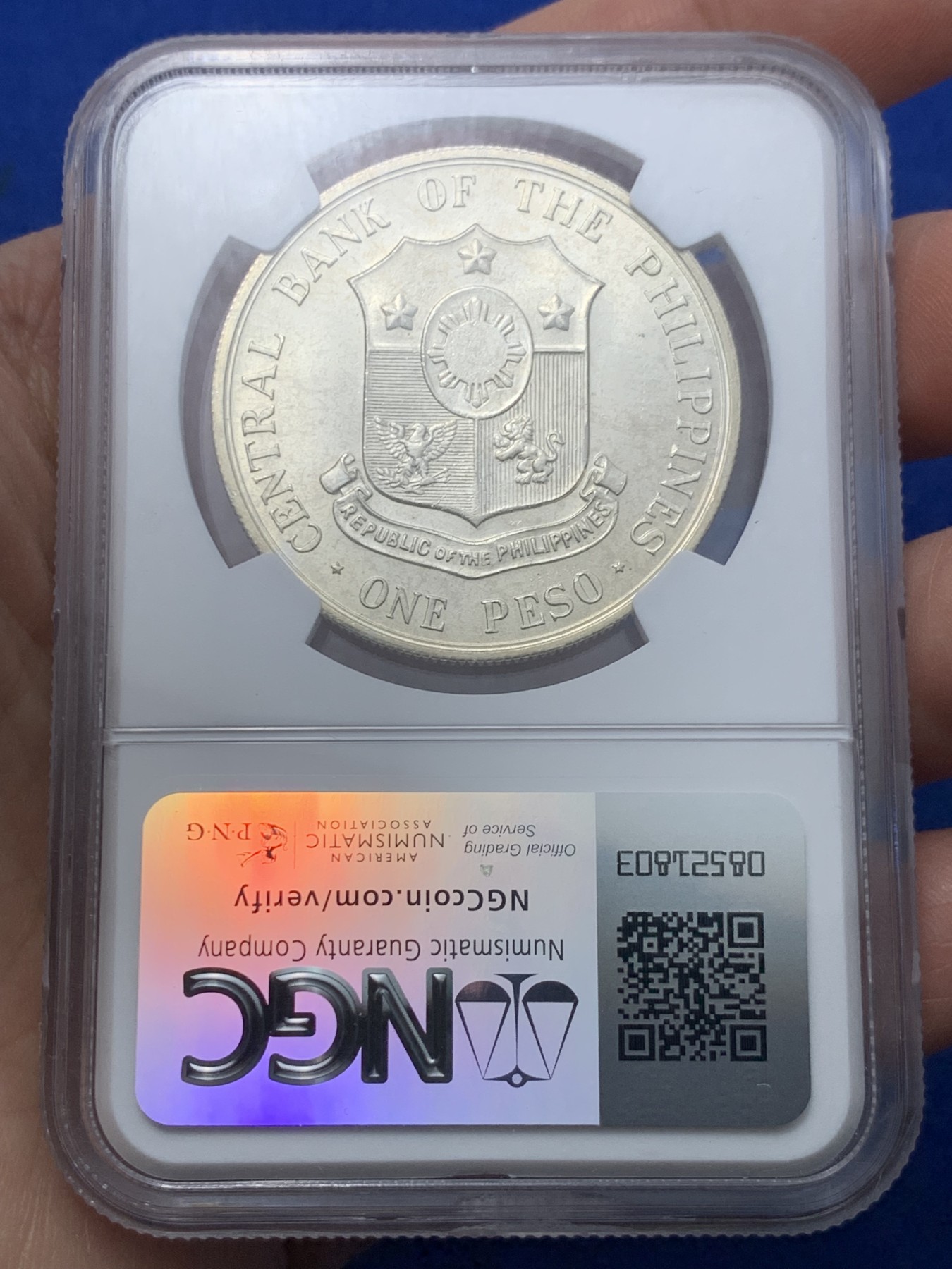 《竞宝斋》第257场-周日，周一 2场连拍 (全场包邮) NGC MS65 菲律宾1964年革命家马比尼百年诞辰1比索纪念银币 普制品种很难的高分 亚军分更高分只有6枚