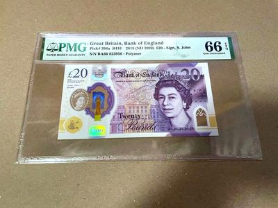 【Blue Auction】✨世界纸币精拍第460期【精】 英国 2018年20镑 PMG66EPQ