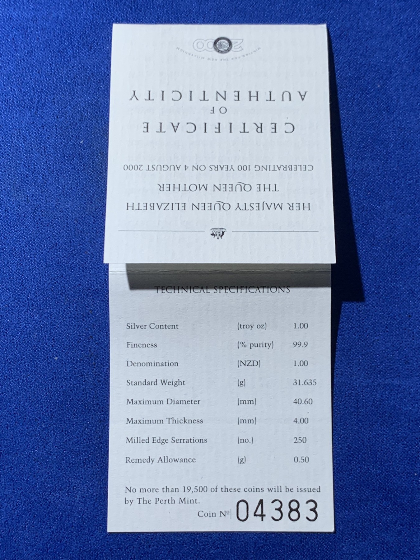 《竞宝斋》第257场-周日，周一 2场连拍 (全场包邮) 2000年库克岛女王1Dollar纪念银币 证书齐全 999银 31.6克