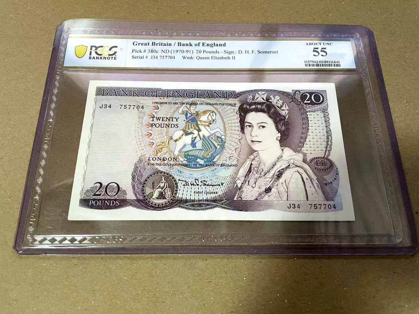 【Blue Auction】✨世界纸币精拍第460期【精】 英国 1970-91年20镑 PCGS55 