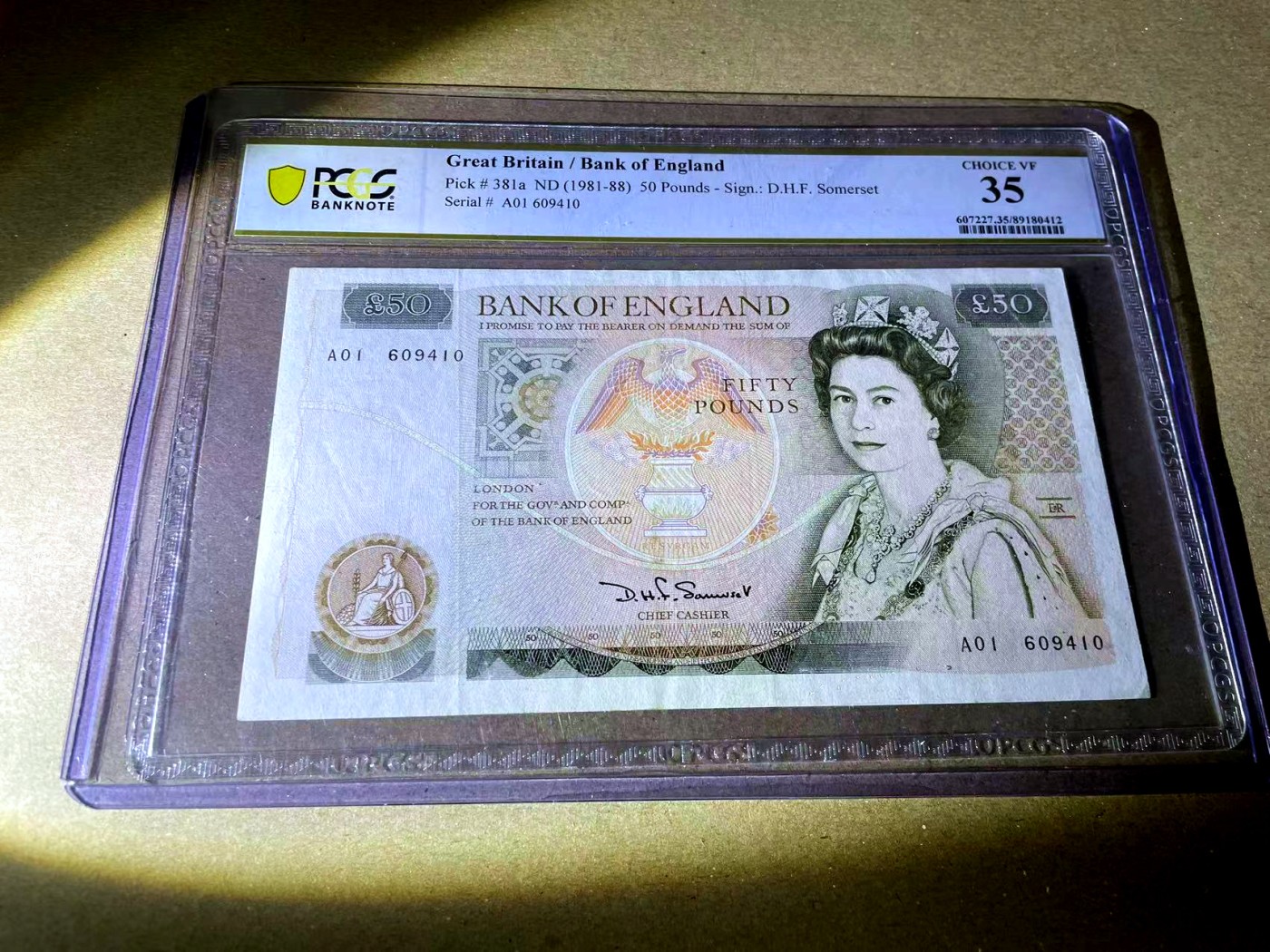 【Blue Auction】✨世界纸币精拍第460期【精】 【A01】英国 D序列 1991-93年50镑 PCGS35 