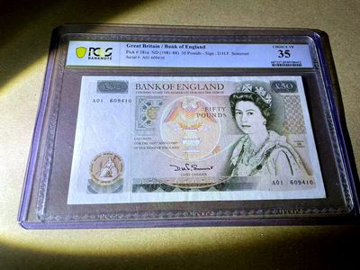 【Blue Auction】✨世界纸币精拍第460期【精】 【A01】英国 D序列 1991-93年50镑 PCGS35 