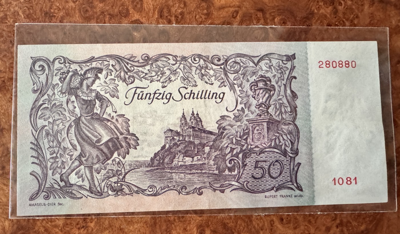 Chase Auction 第27期 - - 外钞、民国钞和人民币混合场！ 奥地利50先令，品相如图！