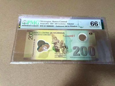 【Blue Auction】✨世界纸币精拍第460期【精】 【A/1首发 91倒置小号】尼加拉瓜 2021年500科多巴 PMG66EPQ