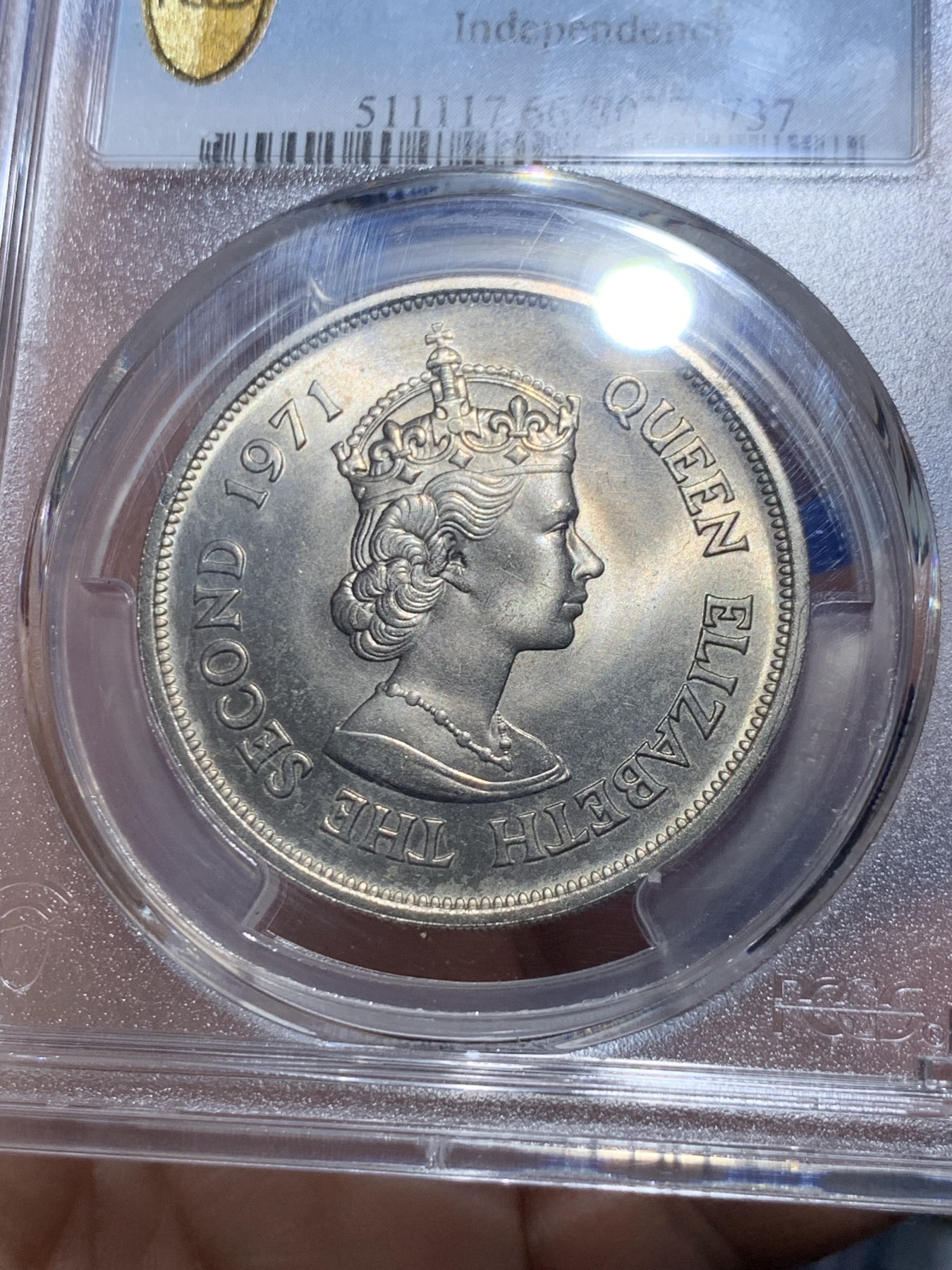 《竞宝斋》第257场-周日，周一 2场连拍 (全场包邮) PCGS MS66 毛里求斯 1971年 10卢比铜镍币