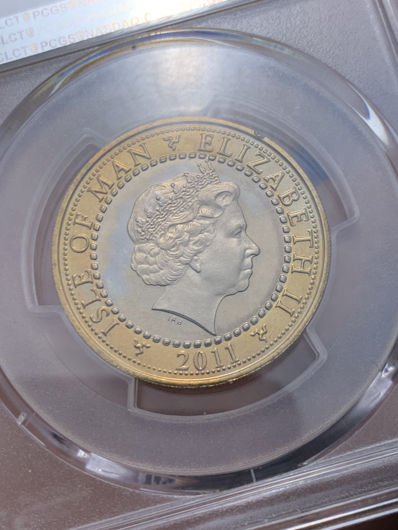 《竞宝斋》第257场-周日，周一 2场连拍 (全场包邮) PCGS MS64 马恩岛2011年2镑第四届英联邦青年运动会双色纪念币