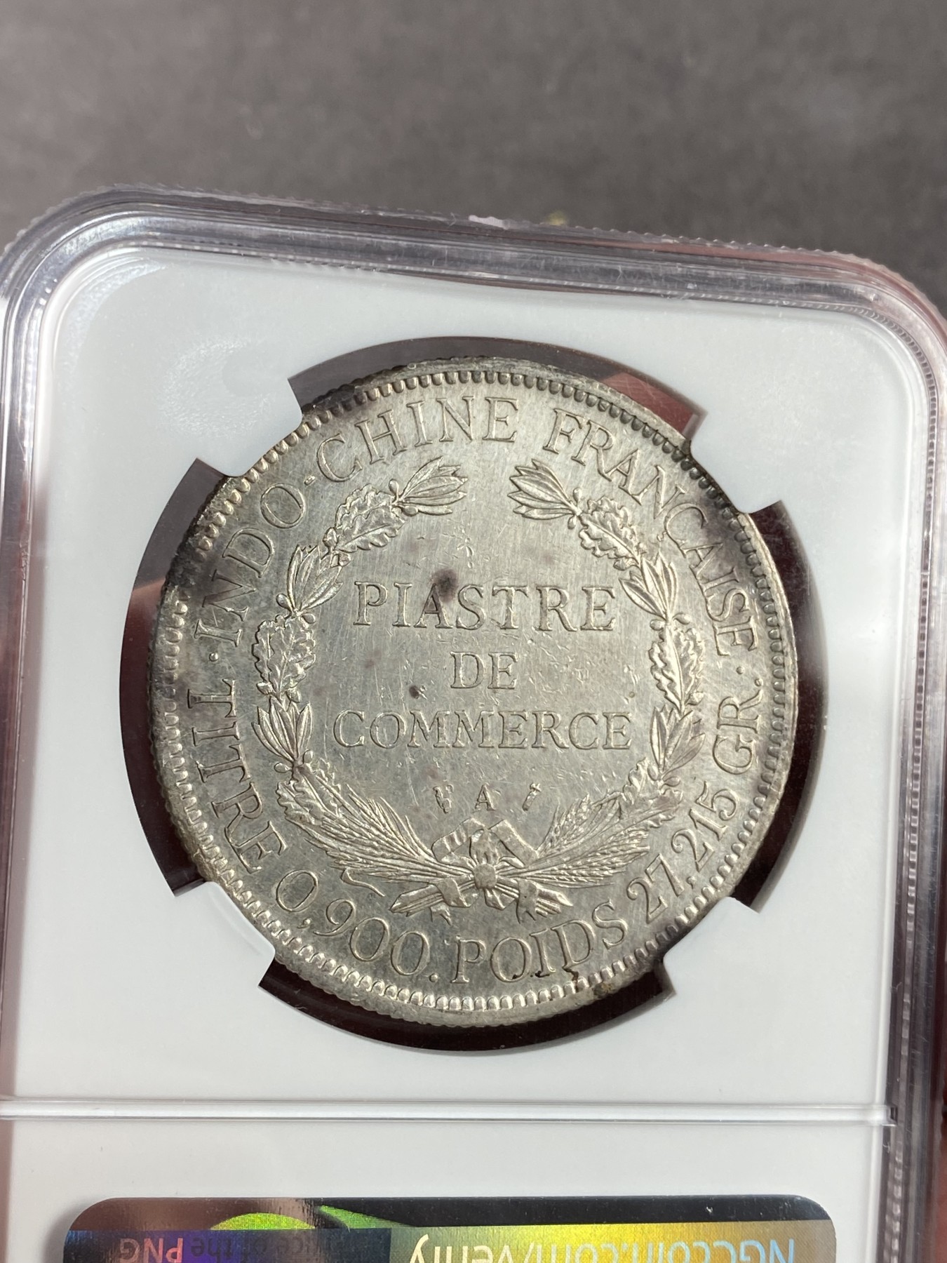 万国钱币拍卖第023期（金辉银韵之夜） NGC AUD 1894年法属印支1皮阿斯特坐洋 带光加重版