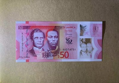 【Blue Auction】✨世界纸币精拍第460期【精】 【AA】牙买加 2022年50元 塑料钞 全新UNC