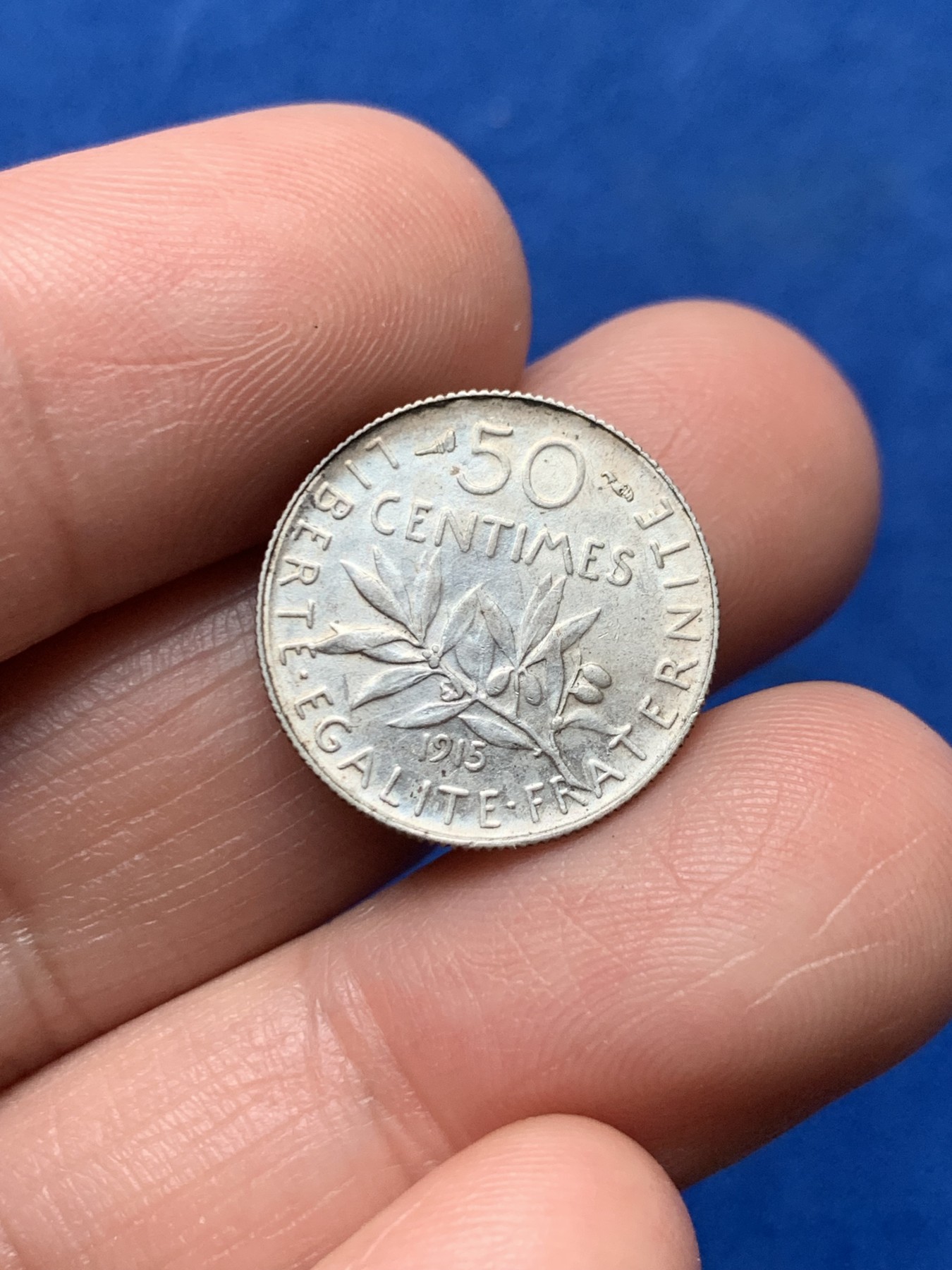 《竞宝斋》第257场-周日，周一 2场连拍 (全场包邮) 1915年法国播种50分银币 转光流畅