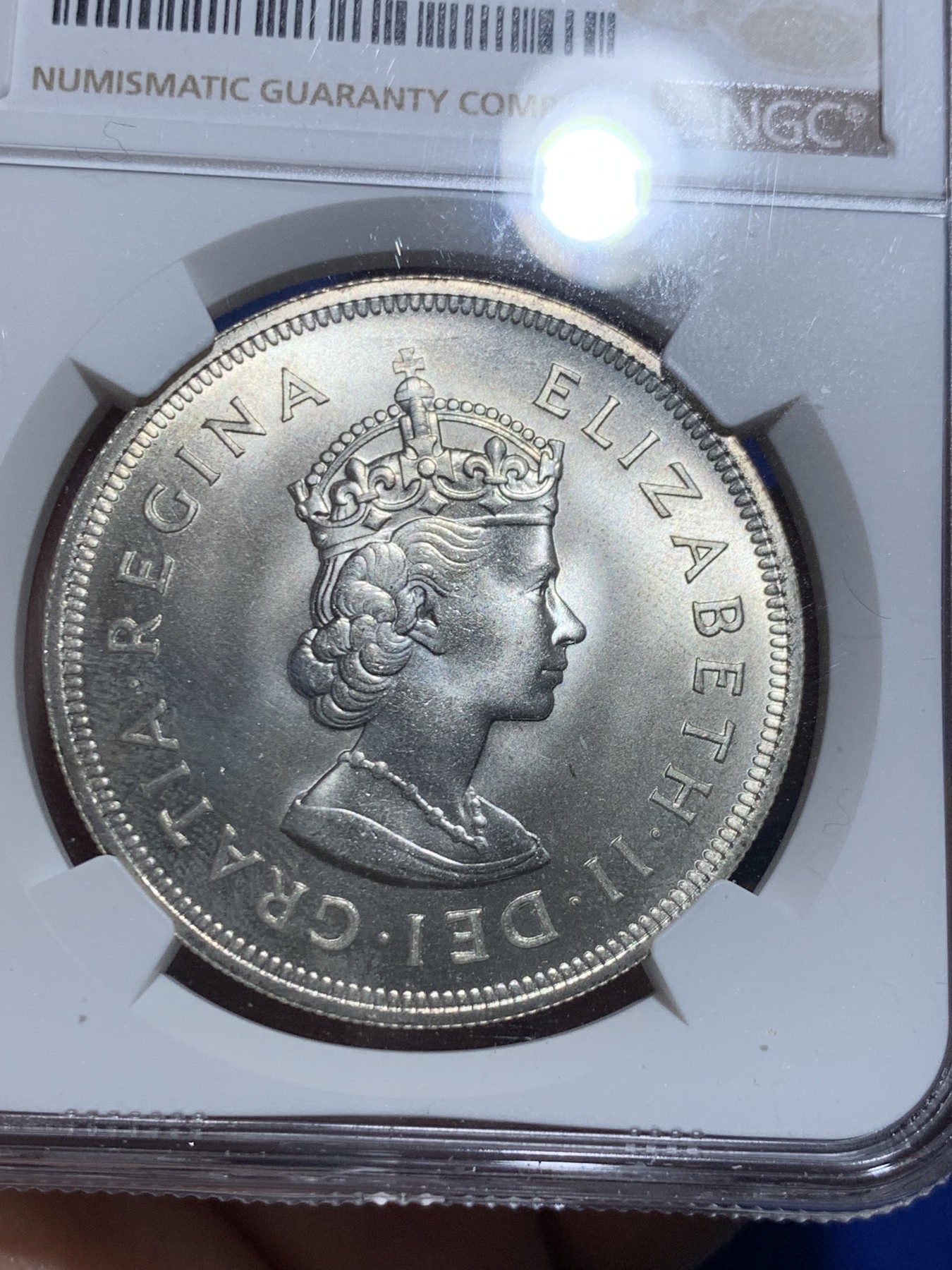 《竞宝斋》第257场-周日，周一 2场连拍 (全场包邮) NGC MS66 1959年百慕大1克朗大银币，百慕大早期唯一的高银克朗，少见品种