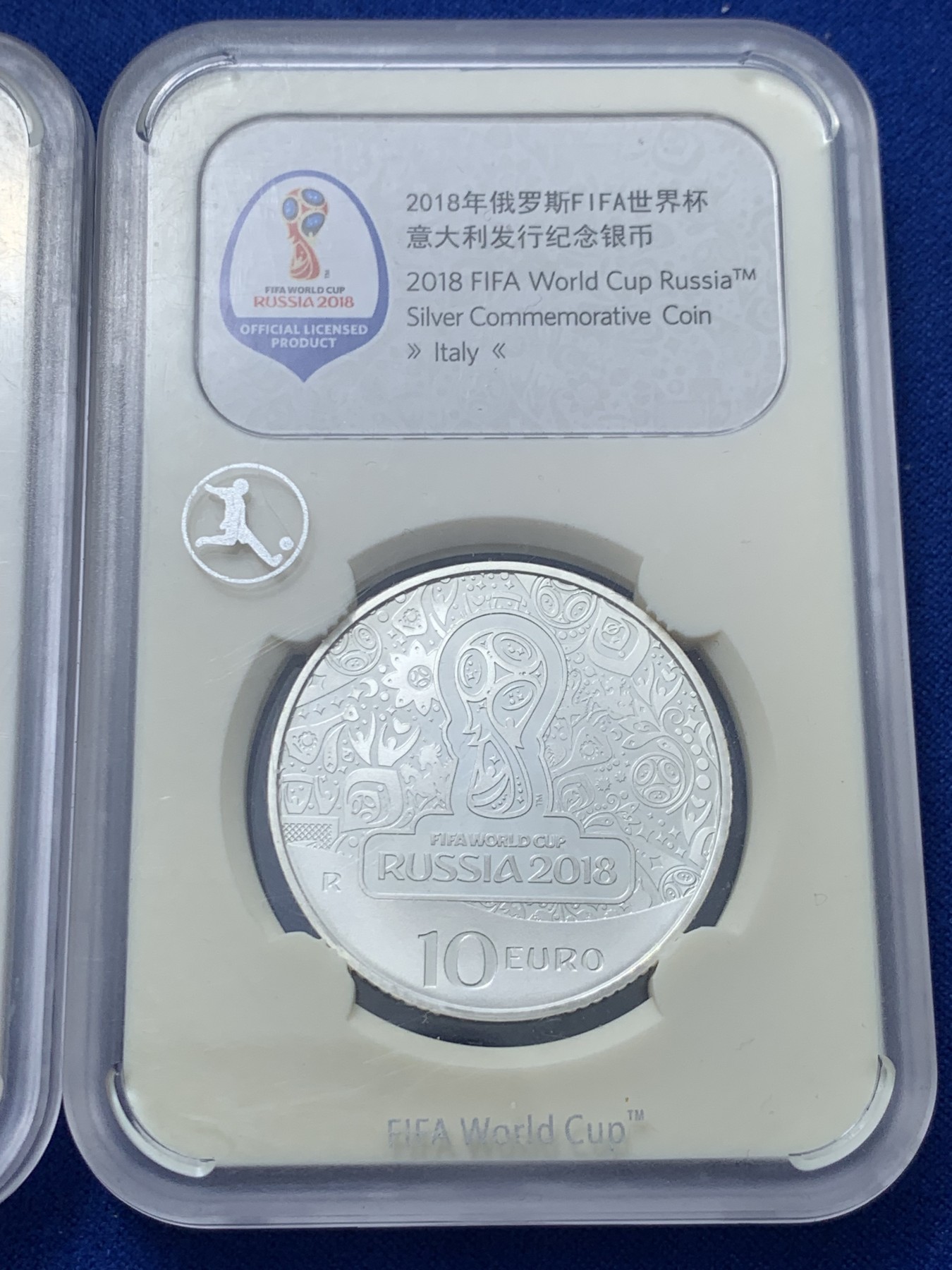 《竞宝斋》第257场-周日，周一 2场连拍 (全场包邮) 两枚一组 2018年俄罗斯世界杯-意大利发行银币