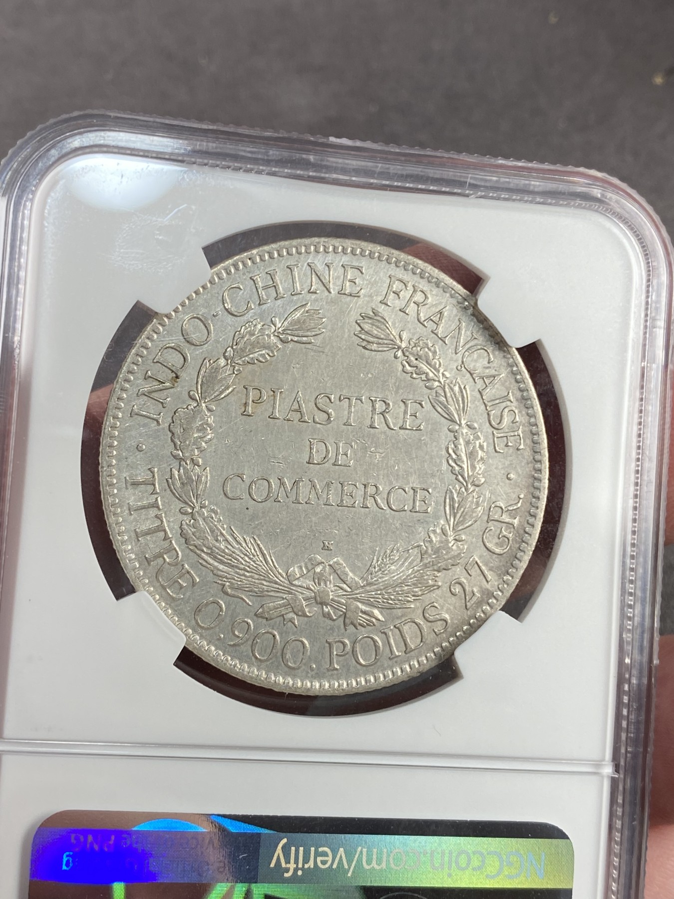 万国钱币拍卖第023期（金辉银韵之夜） NGC UNCD 1922H法属印支1皮阿斯特坐洋大银币 高点不错