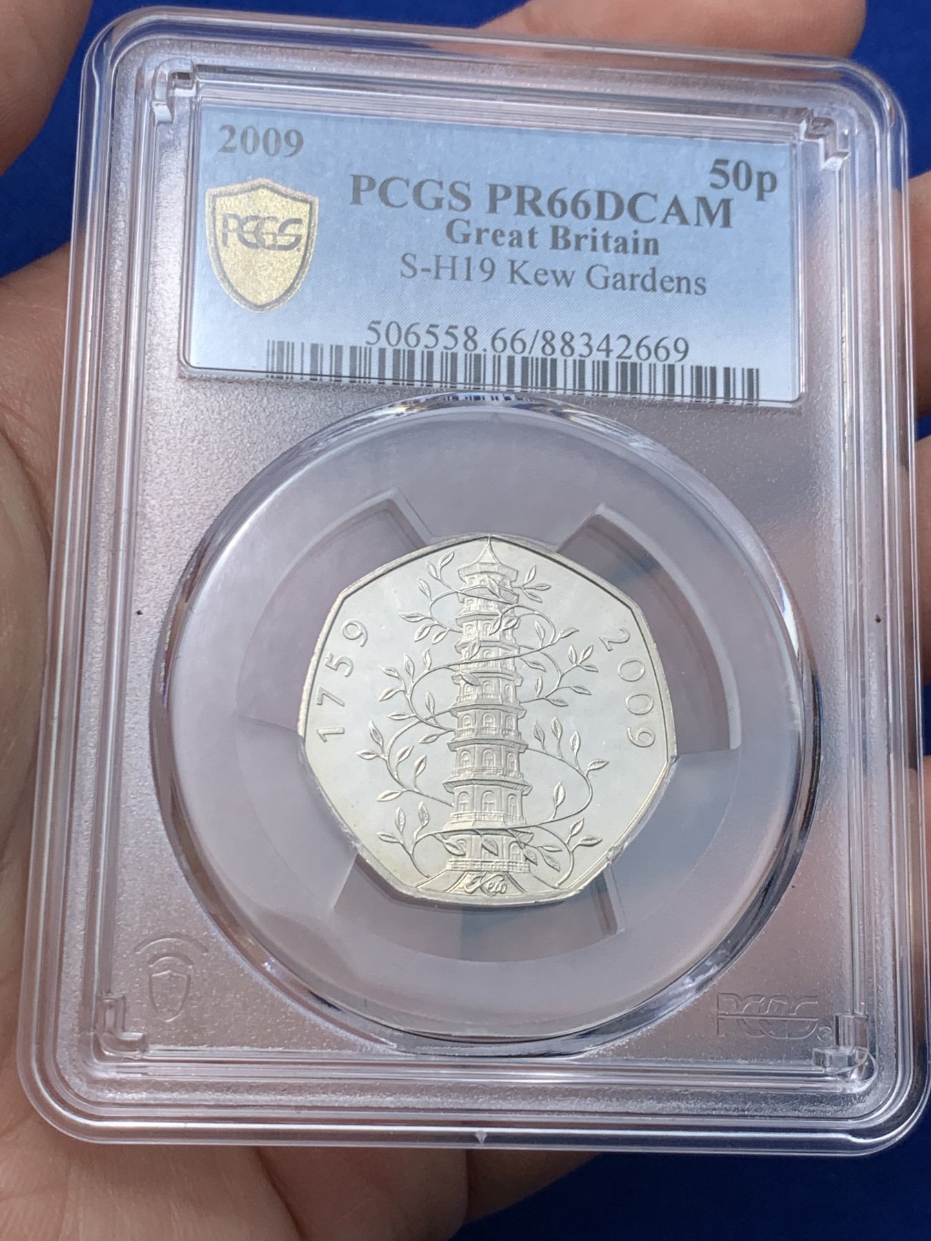 《竞宝斋》第257场-周日，周一 2场连拍 (全场包邮) PCGS PR66DCAM 英国 2009年 50p七角铜镍币