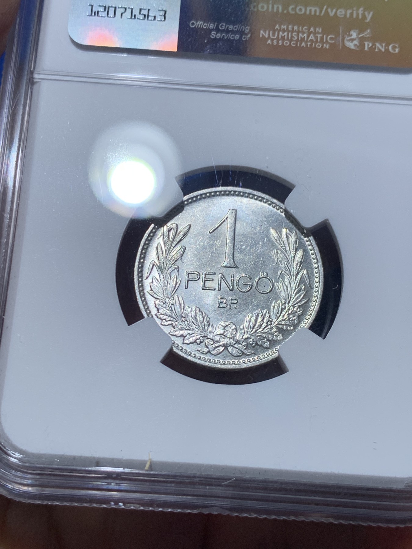 《竞宝斋》第257场-周日，周一 2场连拍 (全场包邮) NGC UNC 匈牙利1939-BP盾徽1潘果银币 少见品种