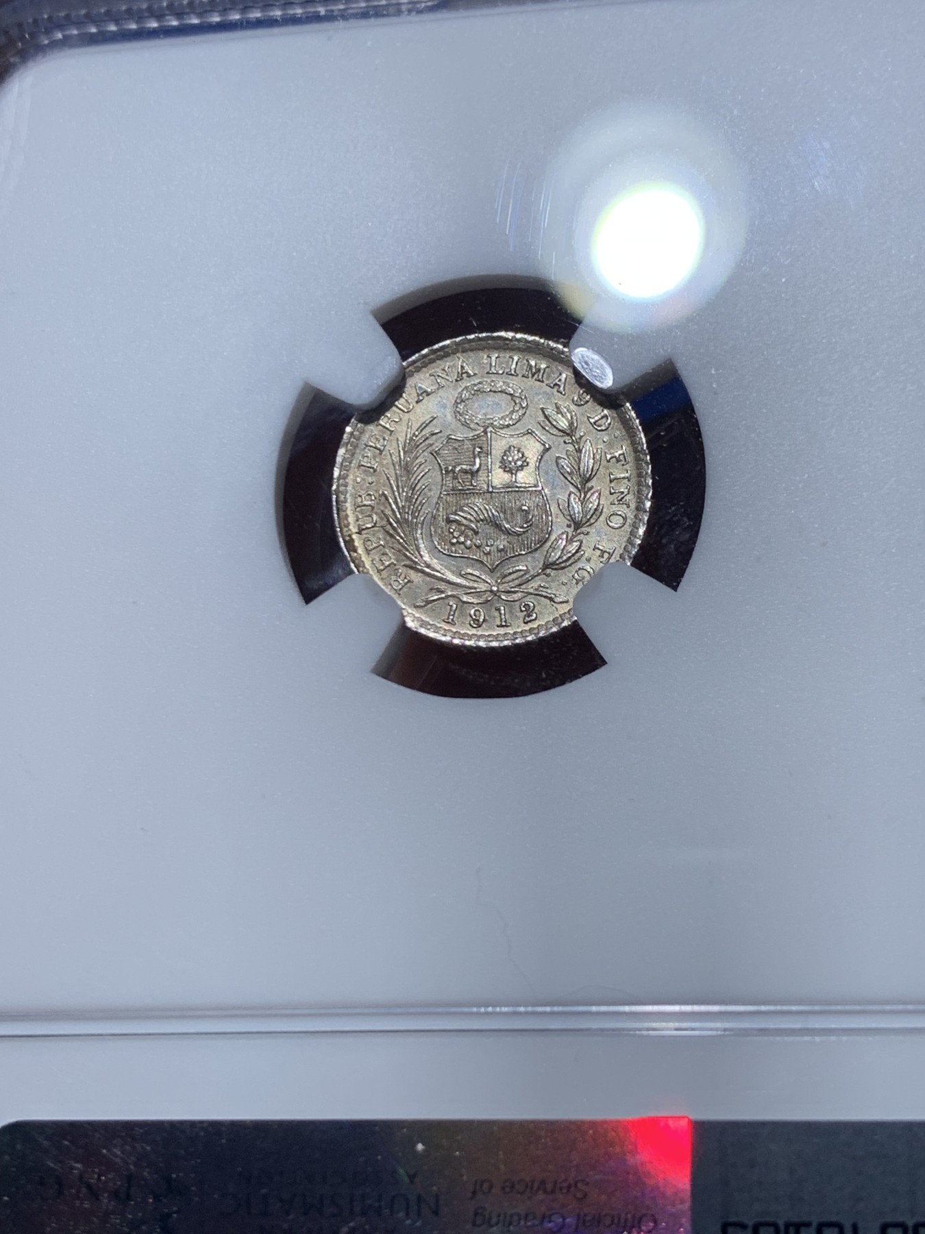 《竞宝斋》第257场-周日，周一 2场连拍 (全场包邮) NGC UNCD 秘鲁1912年1/2D银币