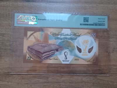 【Blue Auction】✨世界纸币精拍第460期【精】 【Q/1首发冠 千位小号】卡塔尔 2022年22里亚尔 PMG67EPQ 世界杯纪念钞 高分